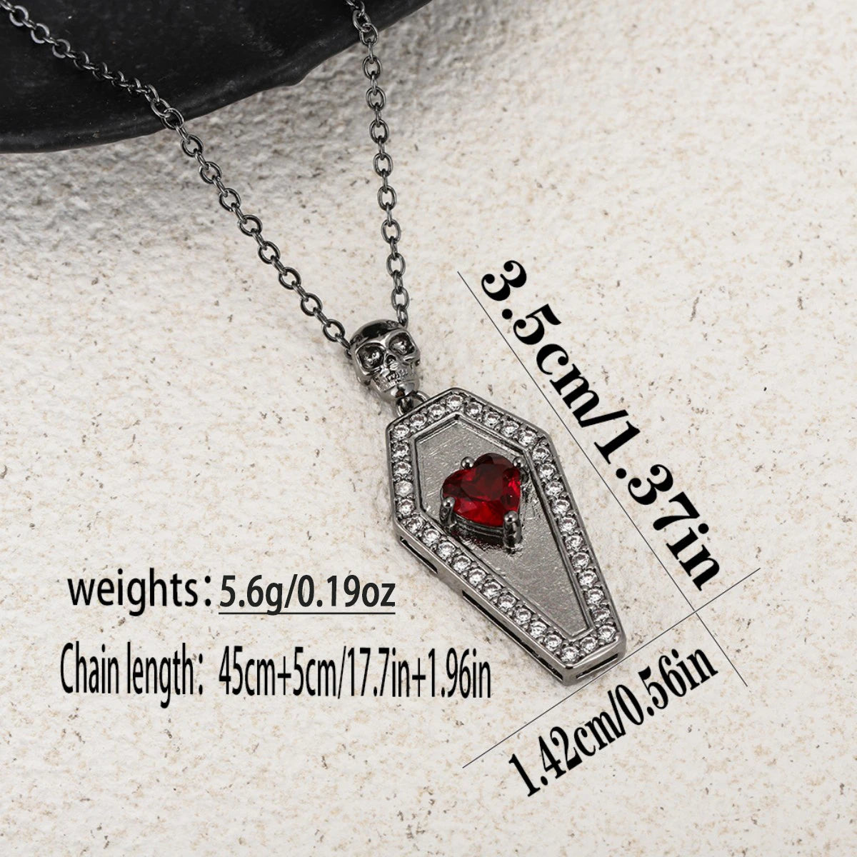 New gothic coffin collarbone chain inlaid zirconia love skull dark
