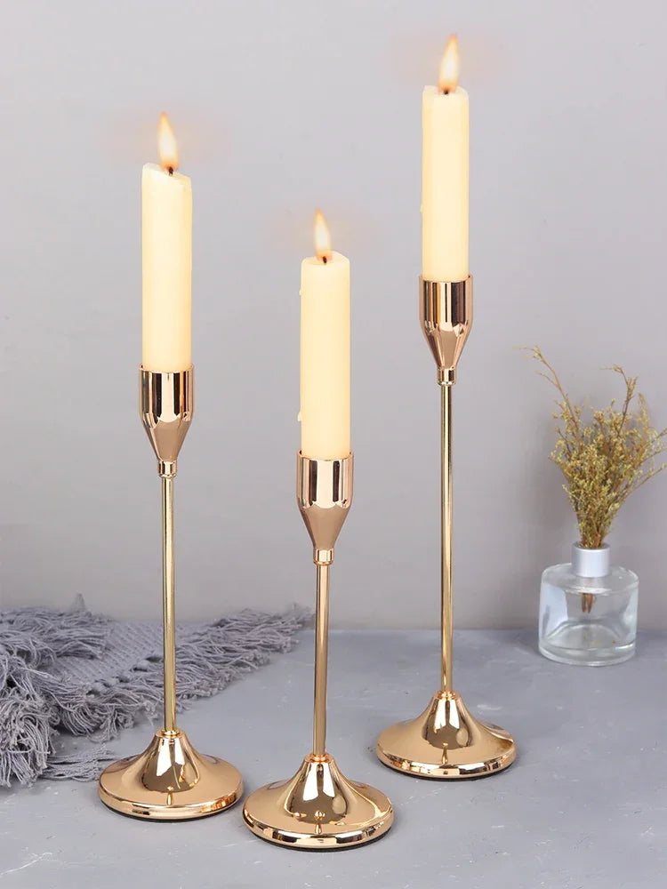 European Style Metal Candlestick Set of 3 Exquisite Durable Candle Holders for Home Decor