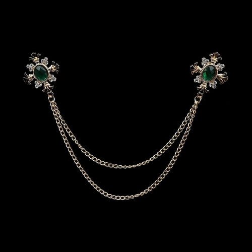 Fashion Gentleman Tassel Brooch For Men Suit Shirt Collar Crystal