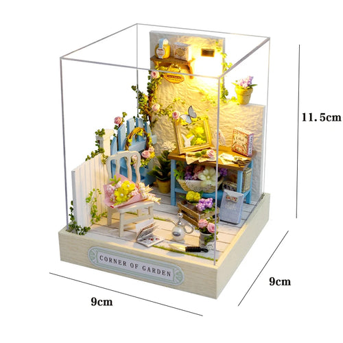 Wooden Flower Garden Doll House DIY Garden House Book Nook Shelf