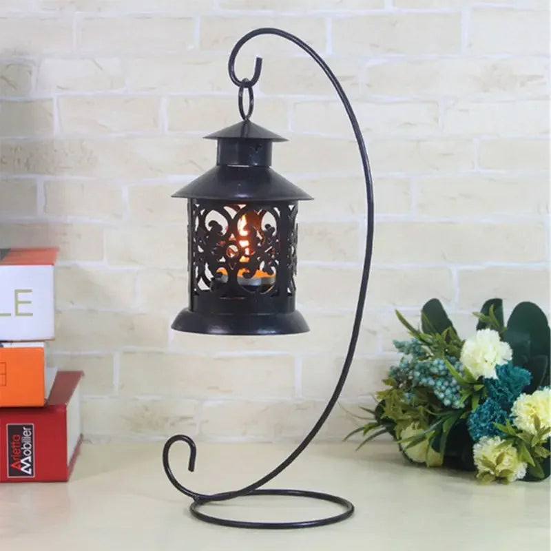 Household Hot Sale 23CM Iron Holder Hanging Candlestick Glass Ball