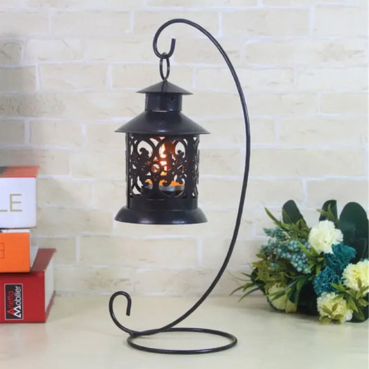 Household Hot Sale 23CM Iron Holder Hanging Candlestick Glass Ball