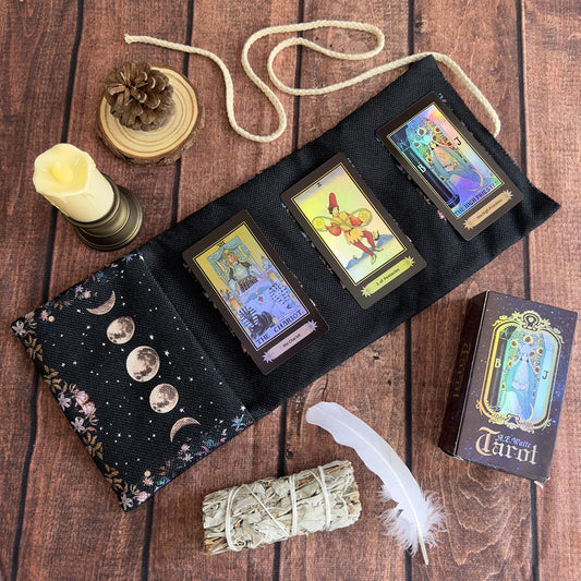Lunar Phase Tarot Card Storage Pouch Enchanted Shadows
