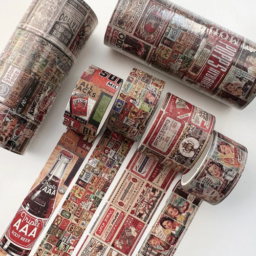 4Pcs Retro Washi Tapes Scrapbooking Map Decorative Adhesive Tape