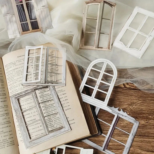10 Pcs Laser Hollow Doors and Windows Stickers for Junk Journals Planners and Creative DIY Projects
