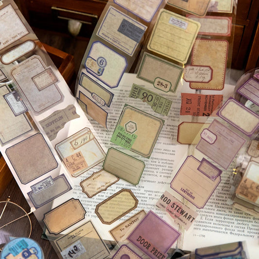 Yoofun 5x200cm Retro Mark Daily PET Tape Labels Vintage Stickers for