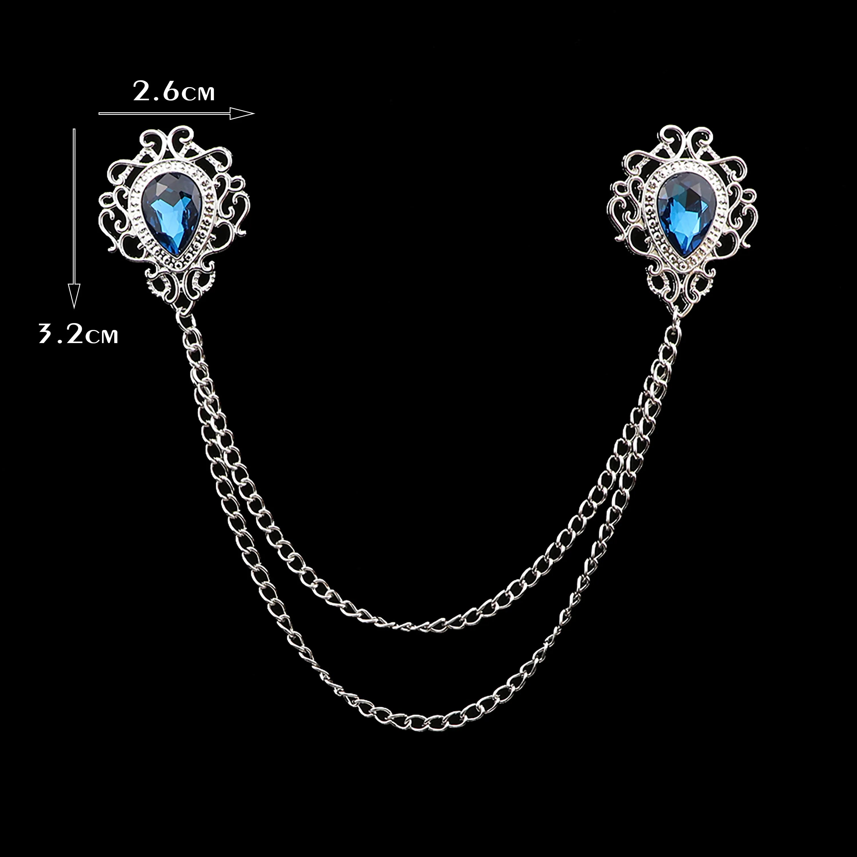 Fashion Gentleman Tassel Brooch For Men Suit Shirt Collar Crystal