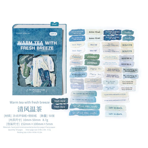 JIANQI 50 pcs Vintage English letter Stickers Specialty paper material