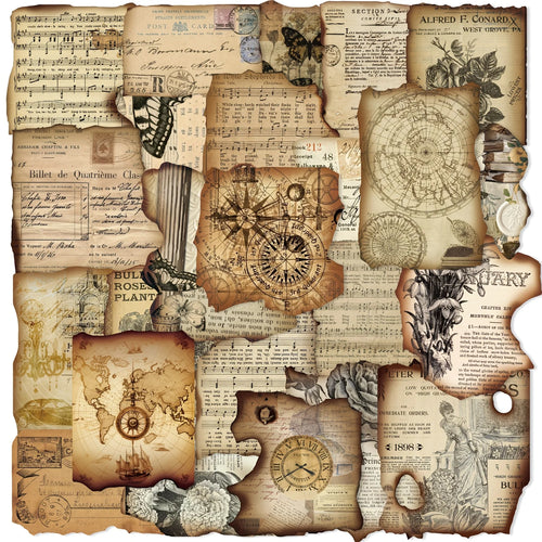 50 Pieces Vintage Burnt Edge Stickers for Crafts and Home Decor Historical Themed Creative Decorative Sticker Set