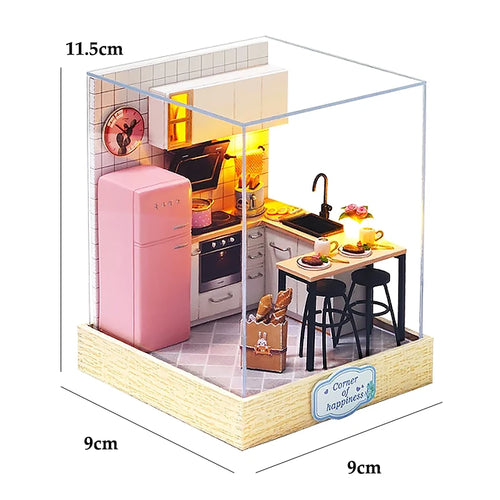 DIY Book Nook Kit Figurines Miniature Booknook Wooden Doll House 3D