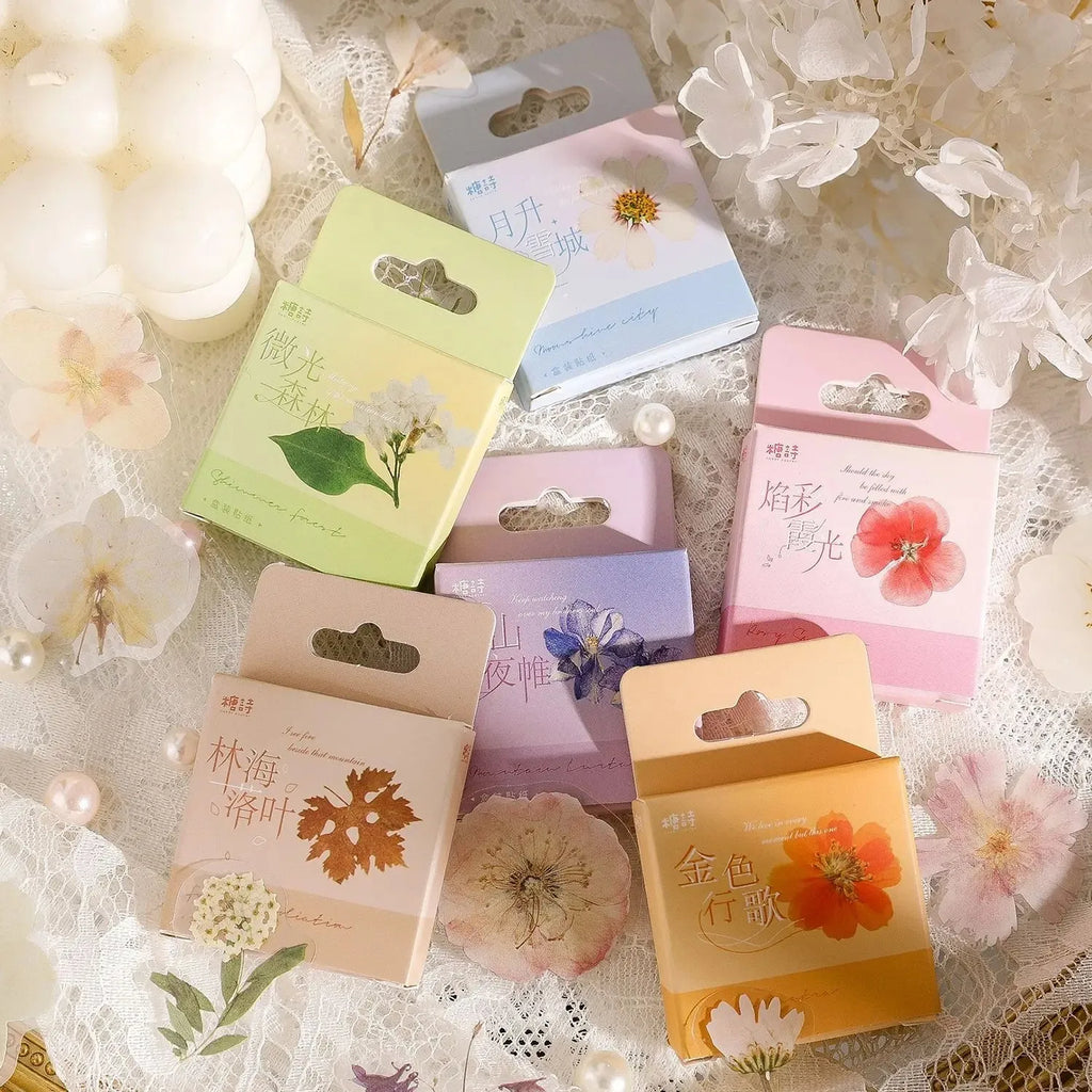 45Pcs Flower Language Kawaii PET Journaling Sticker Set For Gift