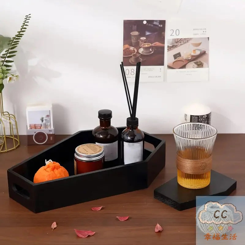 HUA HUA Gothic Coffin-Shaped Wooden Storage Box Black Coffin Makeup