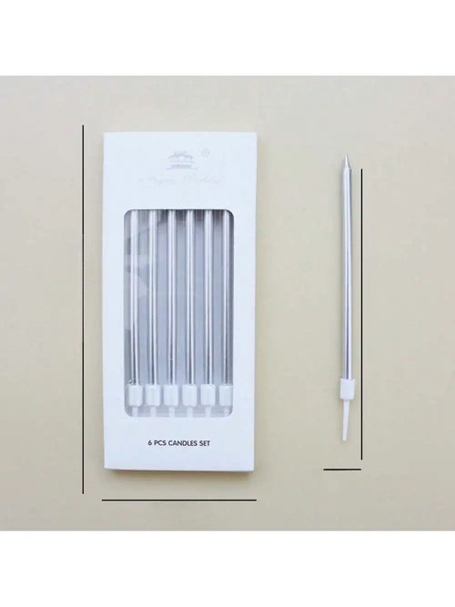 6 Pieces Metallic Candle Long Green Candle Birthday Candles with