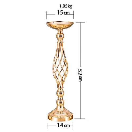 Table Candle Holder Decoration: Golden Iron Art Vase, Twisted Road
