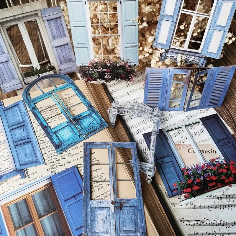 10 Pcs Laser Hollow Doors and Windows Stickers for Junk Journals Planners and Creative DIY Projects