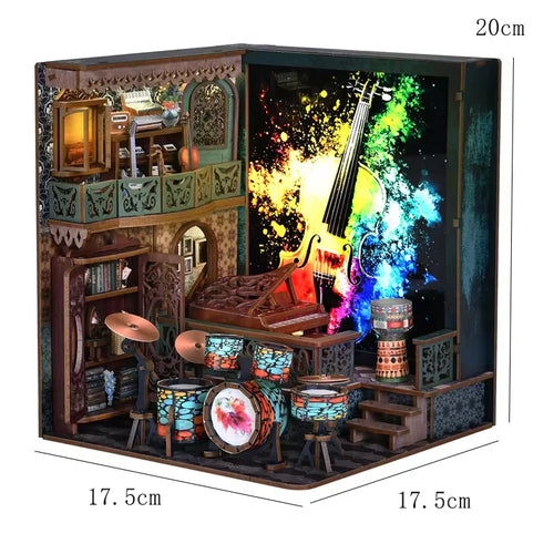 DIY Book Nook Kit Miniature Dollhouse With Light Wooden Bookshelf