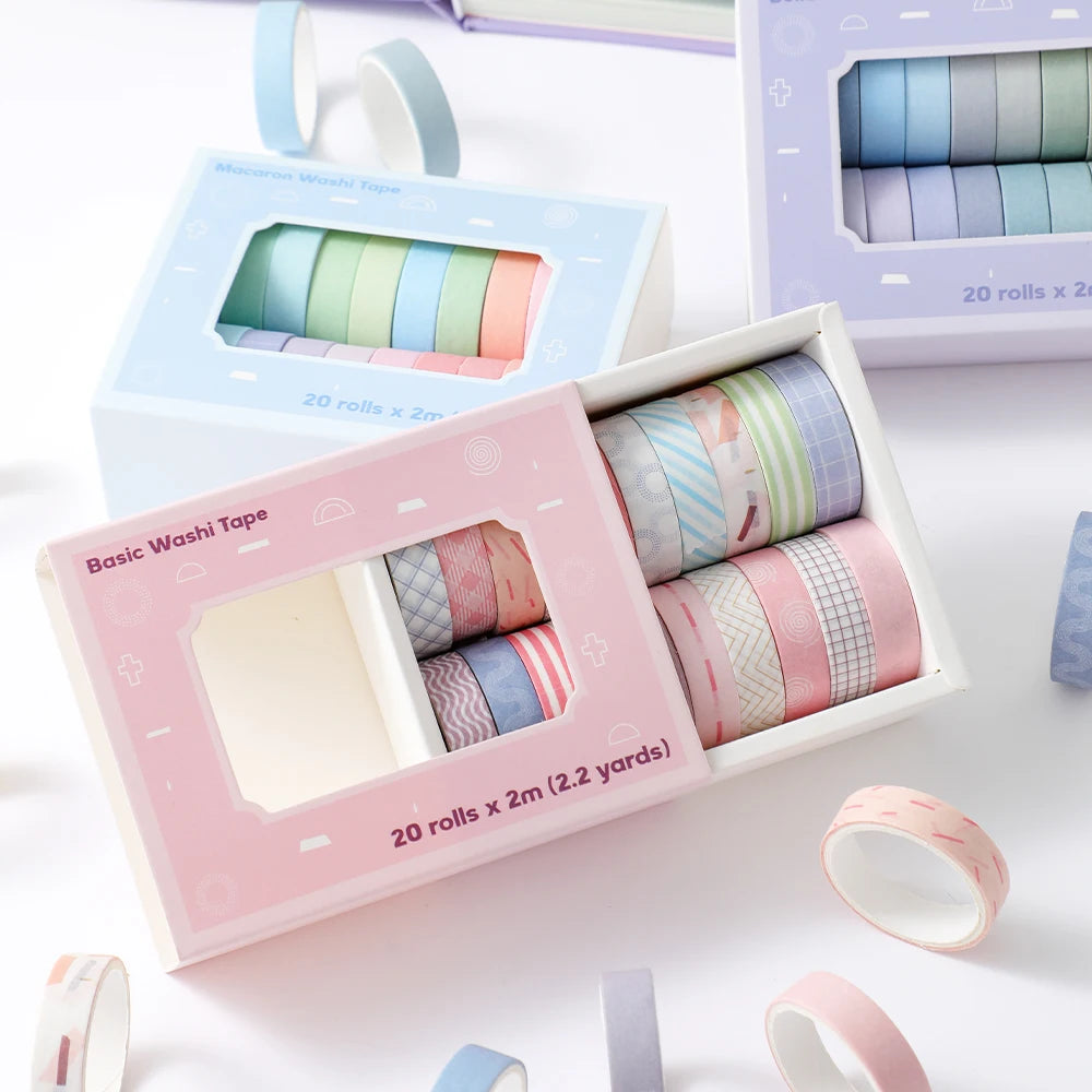 20 Rolls Washi Tape Set Thin Masking Tape For Arts And Crafts Ideal For Scrapbooking And Card Making