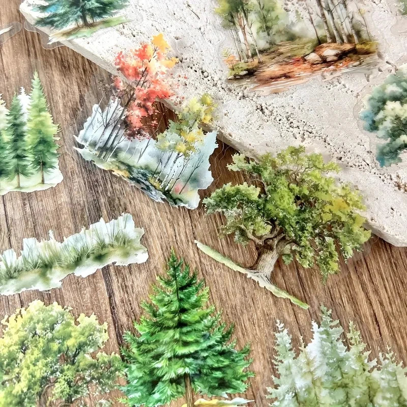 25 pcs Forest animals and stones Stickers aesthetic Decorative Diary