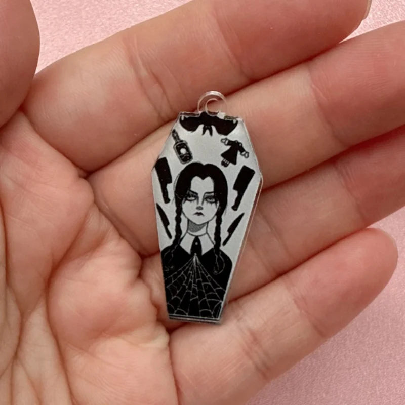 12-Piece Halloween Coffin Acrylic Pendants - DIY Earring & Jewelry Making Charms