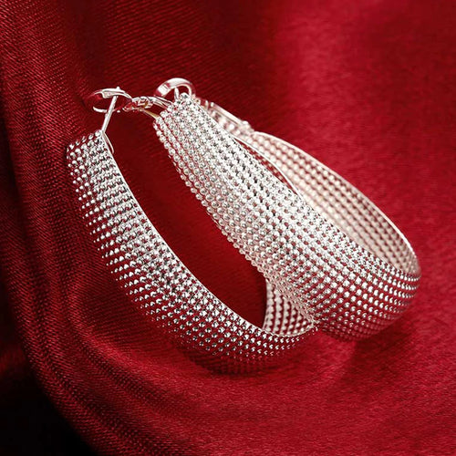 Top Quality 925 Sterling Silver Earrings Simple Round Circle Hoop