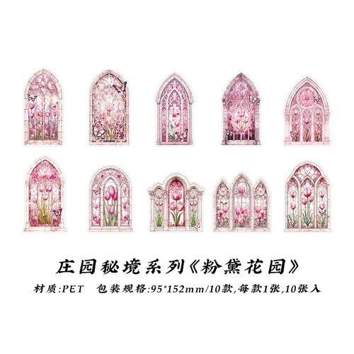 10 Pieces Flower Window Sticker Pet Materials for Collage Junk Journal DIY Craft Supplies