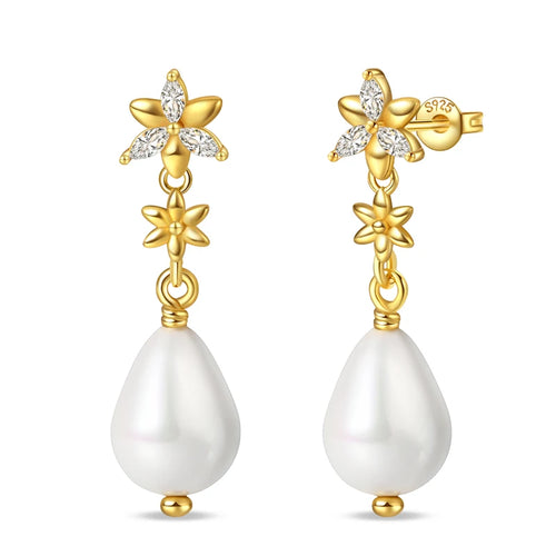 Classic Earrings 925 Silver Stars Moons Pearls Bees Golden Hoop