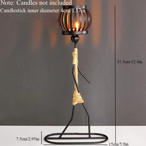 Nordic Metal Candlestick Abstract Character Sculpture Candle Holder