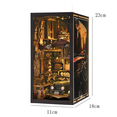 DIY Book Nook Kit Miniature Dollhouse With Light Wooden Bookshelf