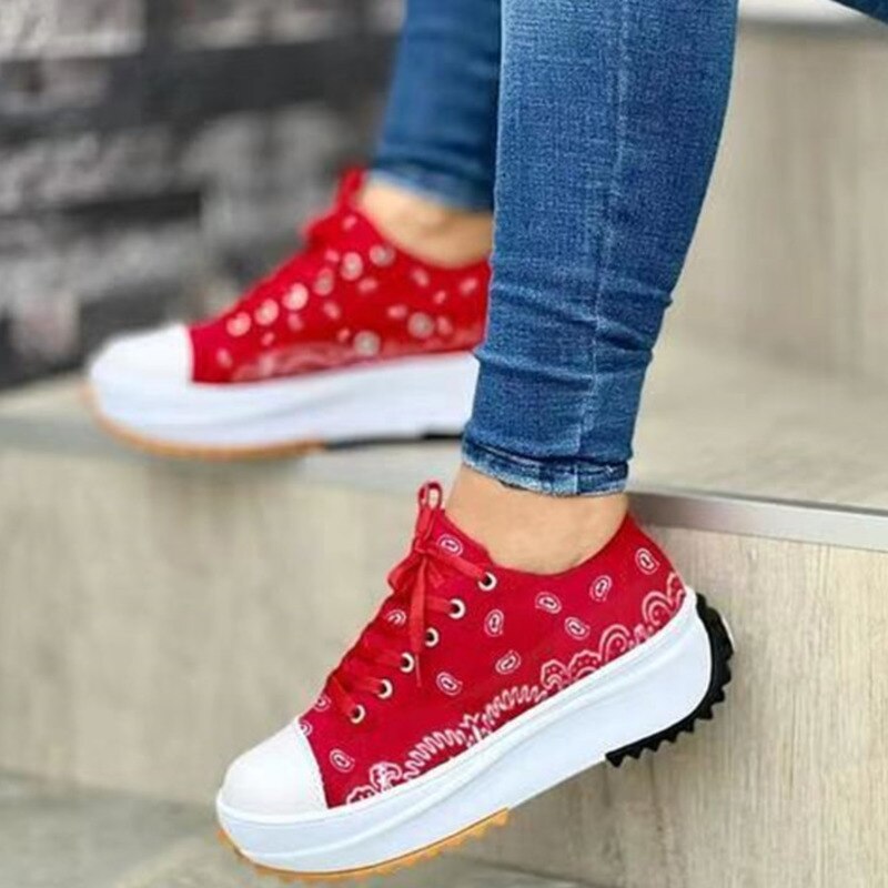 2022 Pattern Canvas Women Sneakers Casual Sport Shoes Comfortable Everyday Wear Lightweight Breathable