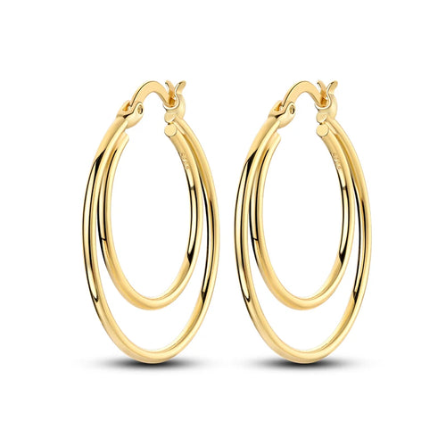 Classic Earrings 925 Silver Stars Moons Pearls Bees Golden Hoop