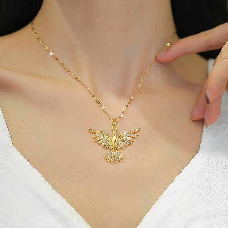 Phoenix Eagles Stainless Steel Pendant Necklace - Women's Statement Jewelry