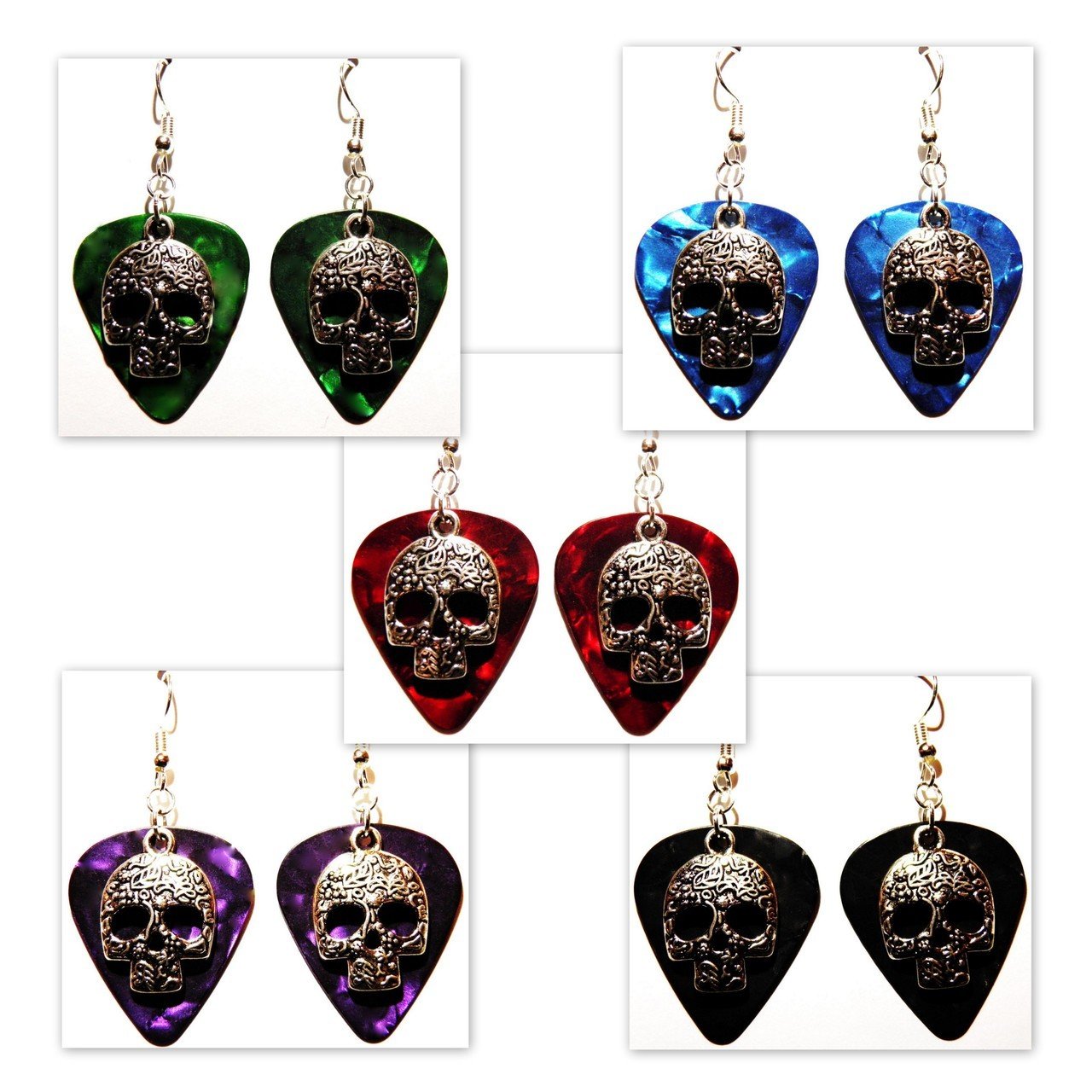 Handmade Guitar Pick Earrings | Sugarskulls