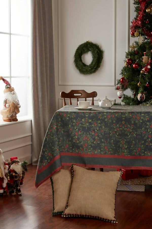 Holly Bundle and Berries Tablecloth - Holiday Decorating in
