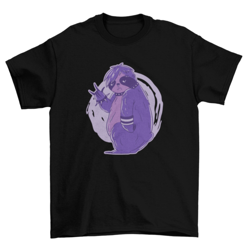 Emo sloth funny animal neon t-shirt
