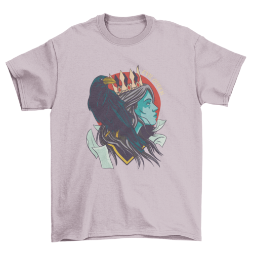 Evil queen with raven illustration t-shirt design