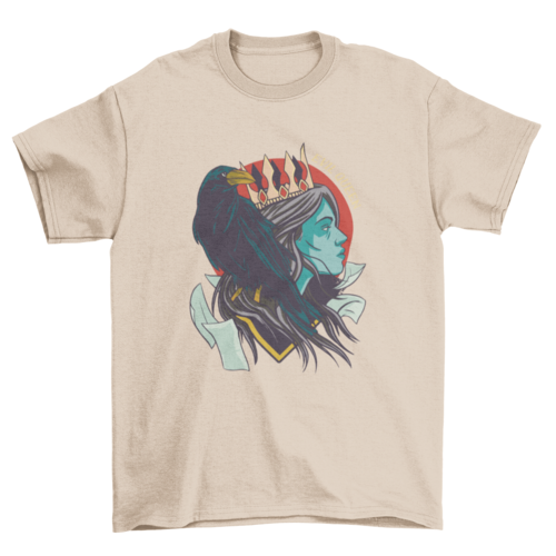 Evil queen with raven illustration t-shirt design