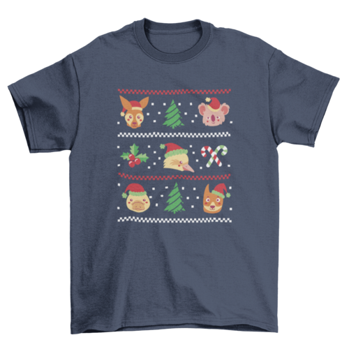 Christmas animals ugly sweater t-shirt design