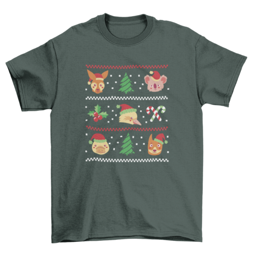 Christmas animals ugly sweater t-shirt design
