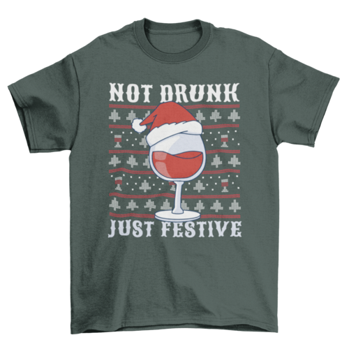 Drunk wine christmas t-shirt design