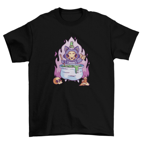 Skull cat witch t-shirt design