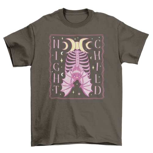 Night child bat witch t-shirt