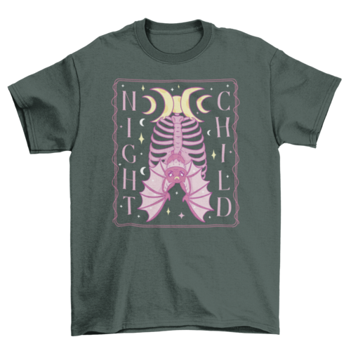 Night child bat witch t-shirt