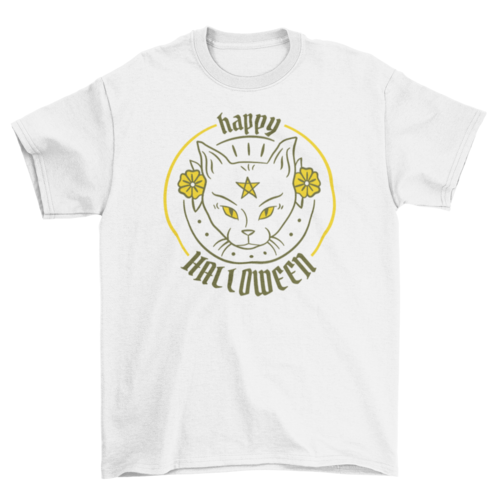 Satanic Halloween witch cat t-shirt design