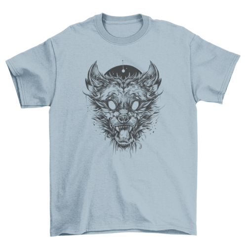 White eyes wolf creature t-shirt