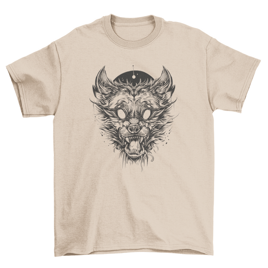 White eyes wolf creature t-shirt