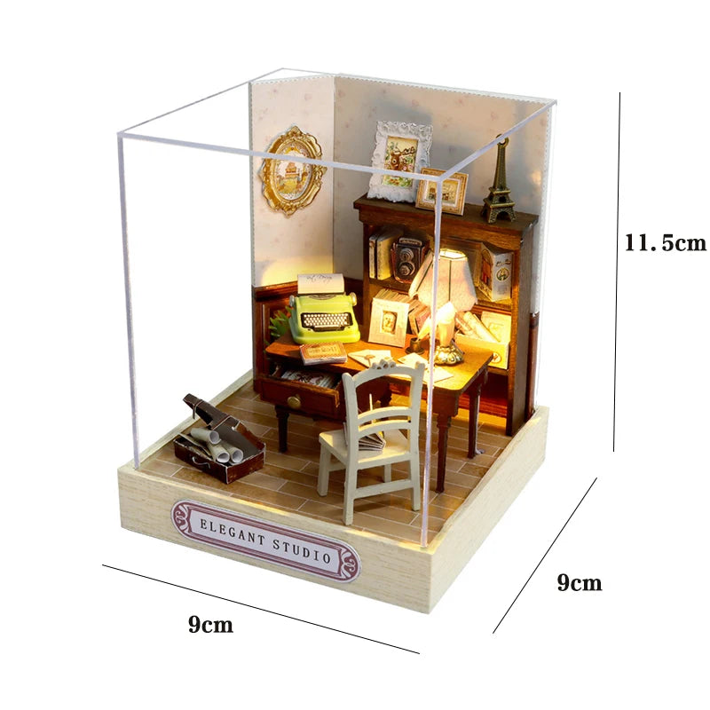 Wooden Doll House 3D Puzzle Assembly Building Model Kit Production Small Room Toys Home Bedroom Decoration With Furniture Light