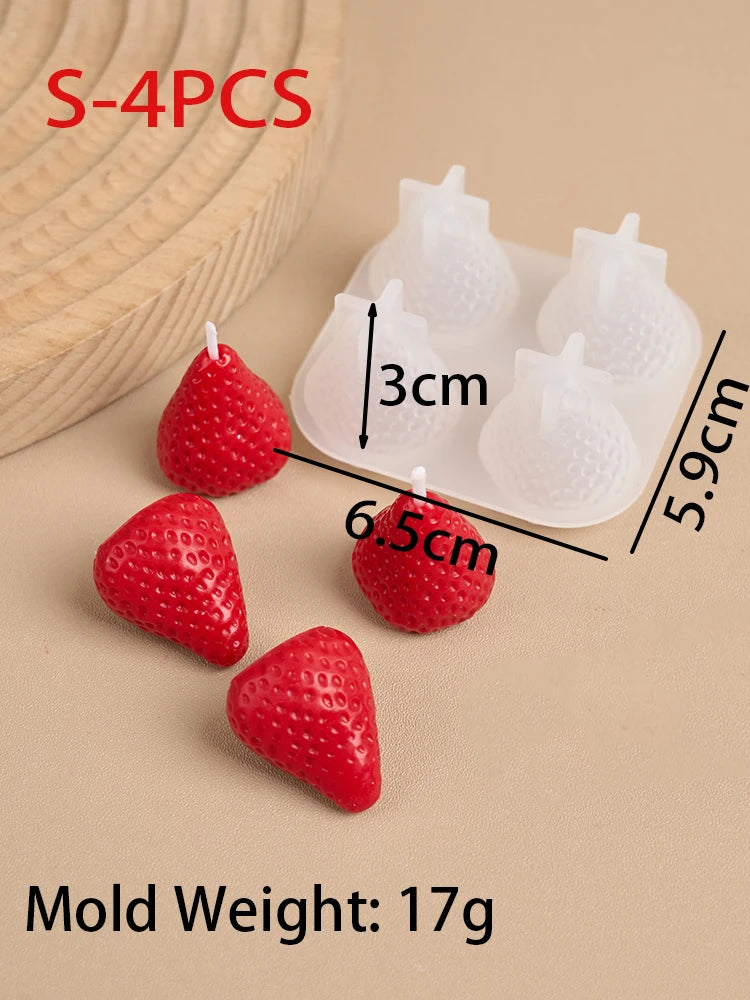 3D Strawberry Aromatherapy Candle Silicone Mold For DIY Handmade Romantic Scented Valentines Day Gift And Home Decor