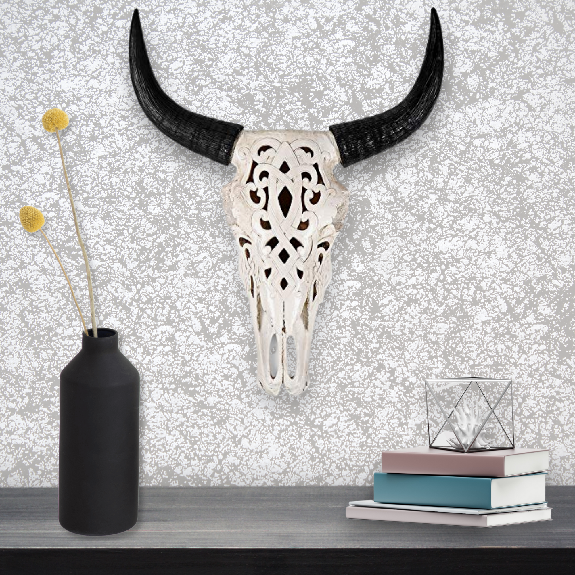 Carved Faux Steer Skull, 19"