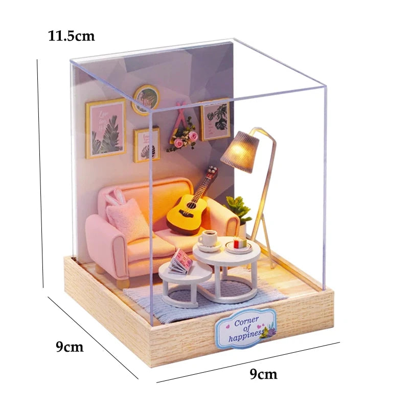 DIY Miniature Doll House 3D Puzzle Small House Assembly Building Model Kit Toys Home With Furniture Lighting Wooden Crafts Gifts