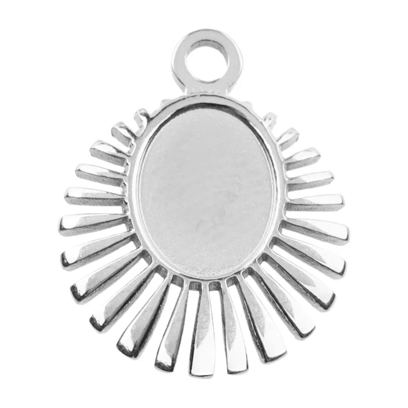 5pcs/Lot Sun Charm Round Blank Settings Stainless Steel Charms For Jewelry Making Supplies Breloques Diy Stone Crystal Oil Drip